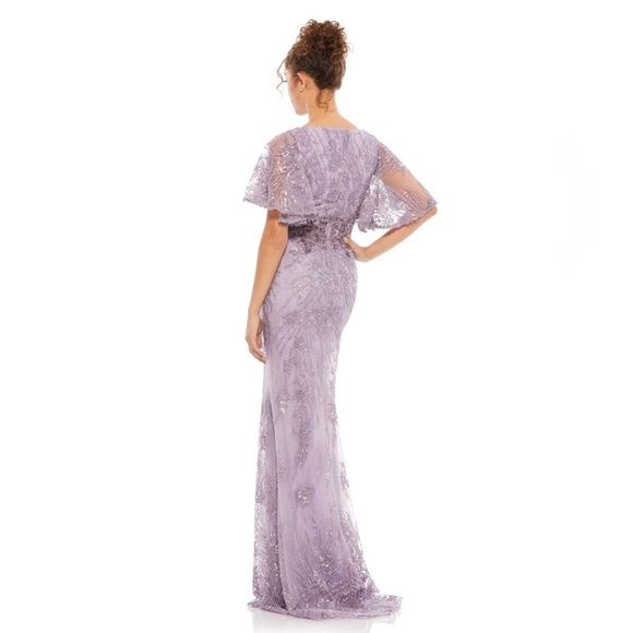 NWT MAC DUGGAL Vintage Flutter Sleeve Evening Gown Vintage Lilac 6 - Picture 3 of 12